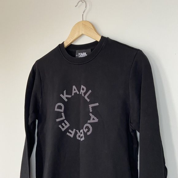 Karl Lagerfeld Paris Black Circle Logo Sweatshirt Jumper UK Size Medium Cotton - Picture 4 of 12